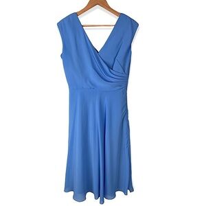 Dessy Collection Bridesmaids Pleated Front Chiffon Midi Dress In Cornflower 10